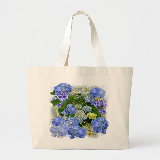 BLUE HYDRANGEA ~ Jumbo-Tasche Jumbo Stoffbeutel (Vorne)