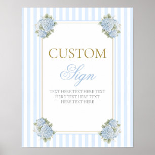 Blue Hydrangea - Kundenspezifisches Zeichen Poster