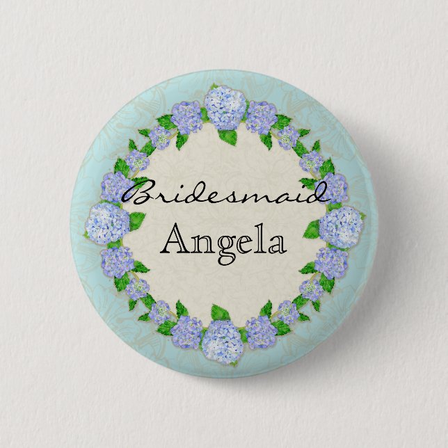 Blue Hydrangea Lace Floral Formal Bridesmaid Abzei Button (Vorderseite)