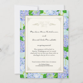 Blue Hydrangea Lace Floral Formal Elegante Hochzei Einladung