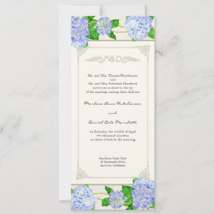 Blue Hydrangea Lace Floral Formal Elegante Hochzei Einladung