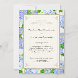 Blue Hydrangea Lace Floral Formal Elegante Hochzei Einladung