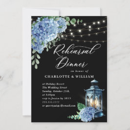 Blue Hydrangea Lantern Black Back Probe Dinner Einladung