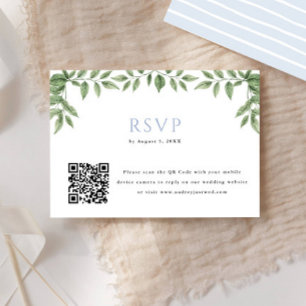 Blue Hydrangea Leaf QR Code Wedding Antwort
