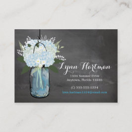 Blue Hydrangea Mason Jar Chalkboard | Telefonnumme Telefonnummerkarte