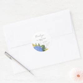 Blue Hydrangea Moderne Blumenhochzeit Vielen Dank Runder Aufkleber