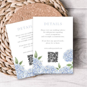 Blue Hydrangea Moderne Details mit QR-Code, Small Begleitkarte