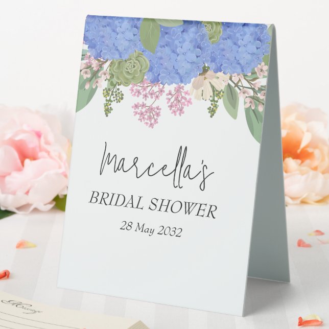 Blue Hydrangea Modernes Brautparty Napkin Tischaufsteller (In Situ (Hochzeit))