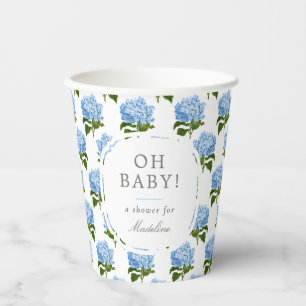 Blue Hydrangea Muster Oh Baby Boy Dusche Pappbecher