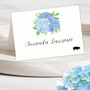 Blue Hydrangea Name Schweinefleisch Platzkarten Tischnummer