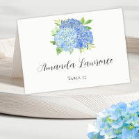 Blue Hydrangea Nom et numéro de table Carte de lie