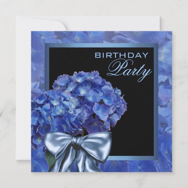Blue Hydrangea Party Einladung (Vorderseite)