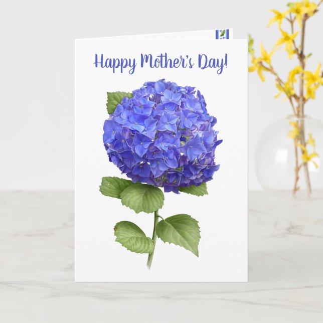 Blue Hydrangea Personalisiert Floral Muttertag Karte (Gelbe Blume)