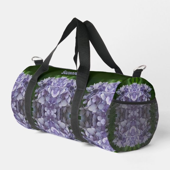 Blue Hydrangea Petals Abstrakt Personalisiert Duffle Bag (Rechte Ecke)