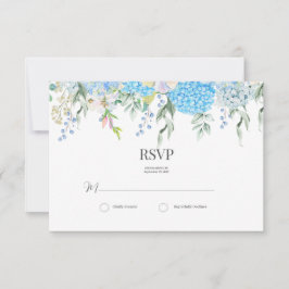 Blue Hydrangea RSVP Karte