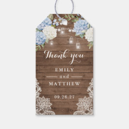 Blue Hydrangea Rustic Holz Spitzen Lichter Geschenkanhänger