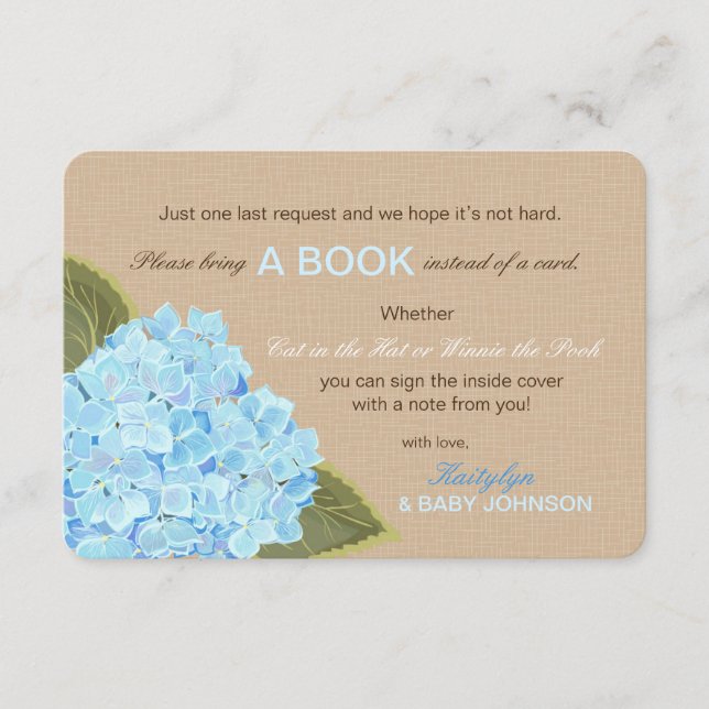 Blue Hydrangea Rustic Read a Book Card Begleitkarte (Vorderseite)