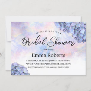 Blue Hydrangea Rustic Watercolor Brautparty Einladung