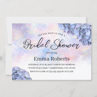 Blue Hydrangea Rustic Watercolor Brautparty Einladung