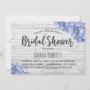 Blue Hydrangea Rustic Wedding Brautparty Einladung