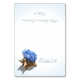 Blue Hydrangea Sea Muschel Platzkarte Tischnummer