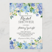 Blue hydrangea Shower Invitation