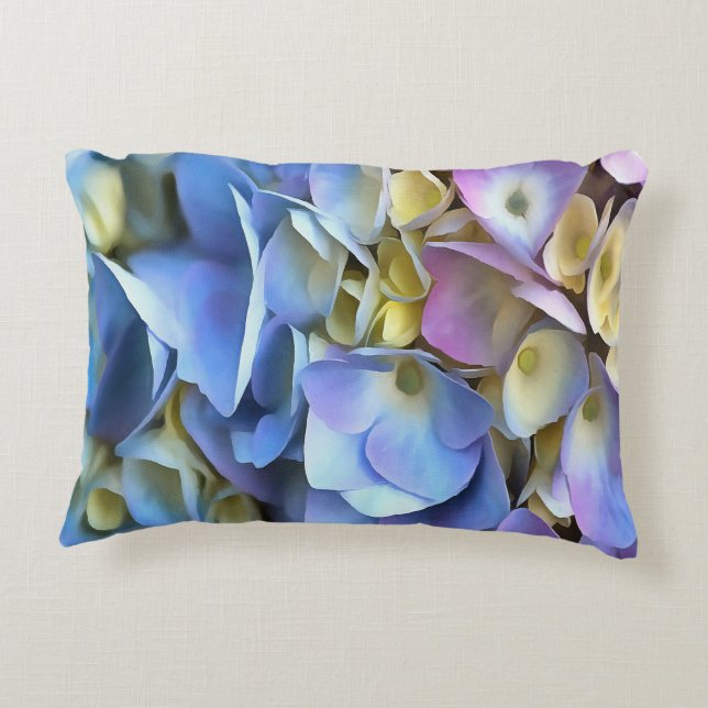Blue Hydrangea Shrub Artistic Bossom Dekokissen (Rückseite)
