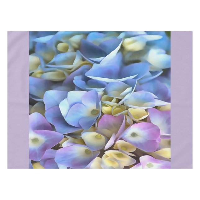 Blue Hydrangea Shrub Artistic Bossom Tischdecke (Vorderseite (Horizontal))