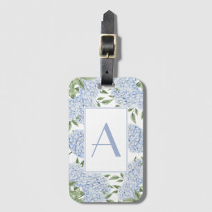 Blue Hydrangea Single Initial Monogram Custom Gepäckanhänger
