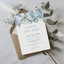 Blue Hydrangea Something Blue Bridal Shower Invite