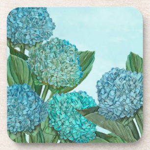 Blue Hydrangea Square Paper Untersetzer