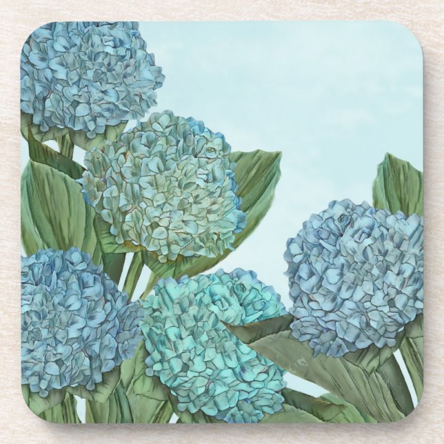 Blue Hydrangea Square Paper Untersetzer (Vorderseite)