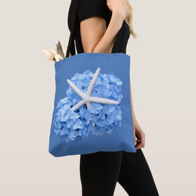 Blue Hydrangea Starfish Beach Wedding Cadeau Sac (De près)