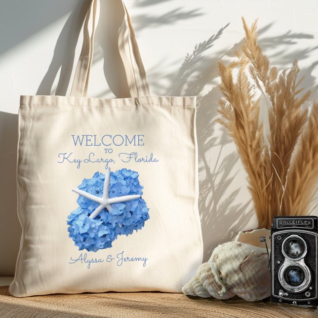Blue Hydrangea Starfish Wedding Welcome Tasche (Von Creator hochgeladen)