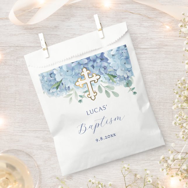 Blue Hydrangea Taufe Geschenktütchen (Ausgeschnitten)