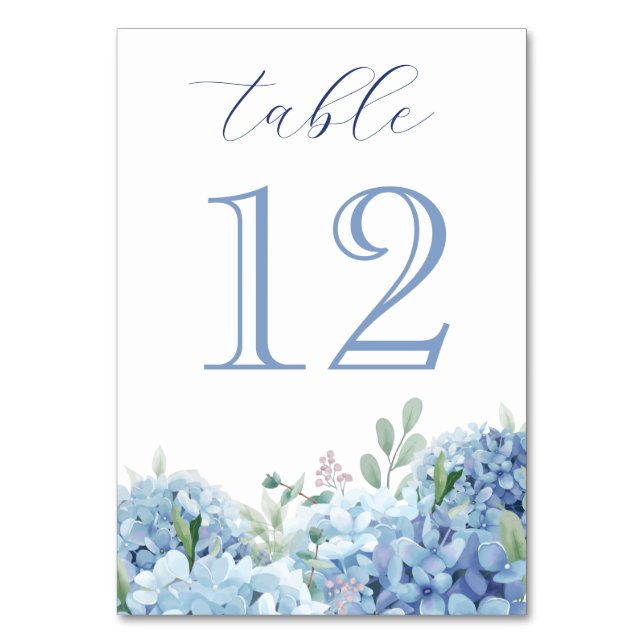 Blue Hydrangea-Tischnummer Tischnummer (Vorderseite)
