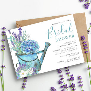 Blue Hydrangea und Lavender Floral Brautparty Einladung