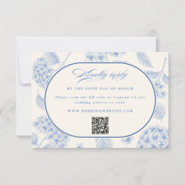 Blue Hydrangea Vintage Wedding  RSVP Karte