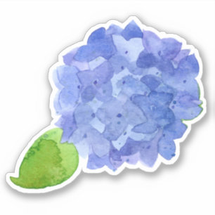 Blue Hydrangea Wasserfarbe Blume Aufkleber