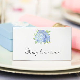 Blue Hydrangea Wasserfarbe Blumenzehen Platzkarte