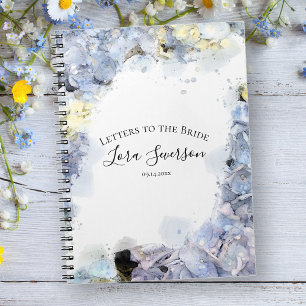 Blue Hydrangea Wasserfarbe Buchstaben an die Braut Notizblock