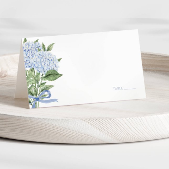 Blue Hydrangea Watercolor Blume Hochzeit Platzkarte (Von Creator hochgeladen)