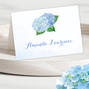Blue Hydrangea Watercolor Cartes de lieu personnal