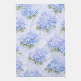 Blue Hydrangea Watercolor Coastal Kitchen Towel Geschirrtuch