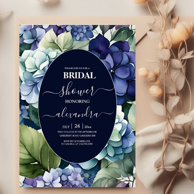 Blue Hydrangea Watercolor Floral Bridal Einladung (Von Creator hochgeladen)