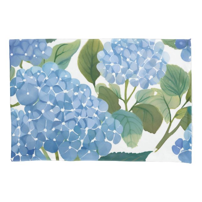 Blue Hydrangea Watercolor Floral Coastal Kissenbezug (Vorderseite)