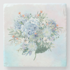 Blue Hydrangea Watercolor Square Untersetzer