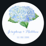 Blue Hydrangea Watercolor Wedding Stickers<br><div class="desc">Diese Hochzeitsaufkleber verfügen über Hydrangea-Blume in Aquarellfarbe. Sie können diese Aufkleber mit Ihren Namen und Ihrem Hochzeitstermin personalisieren. Klicken Sie auf die Schaltfläche "Anpassen", um weitere Optionen zu erhalten, wenn Sie die Textgröße ändern oder einen zusätzlichen Text hinzufügen möchten. Diese Aufkleber eignen sich ideal für die Verwendung als Umschlag Aufkleber-Aufkleber...</div>