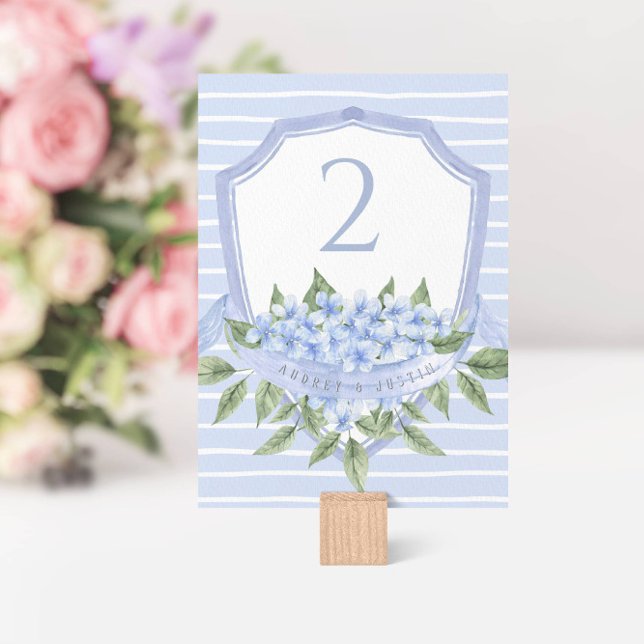 Blue Hydrangea Watercolor Wedding Wappen Tischnummer (Von Creator hochgeladen)