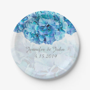 Blue Hydrangea Wedding Collection Papierplatte Pappteller